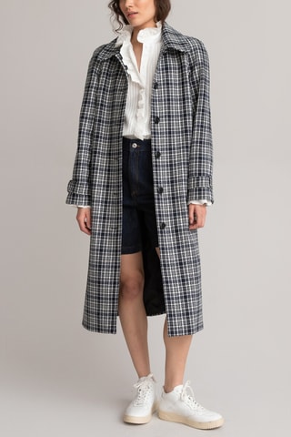 Manteau - Blanc et bleu marine à carreaux