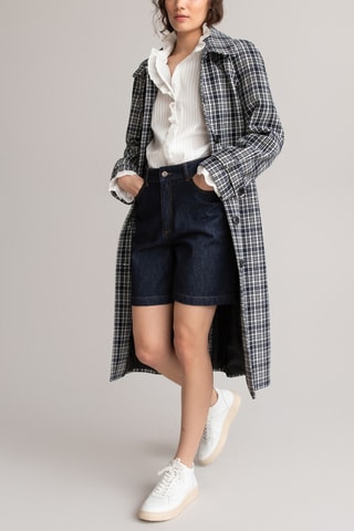 Manteau - Blanc et bleu marine à carreaux