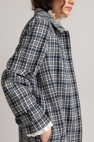 Manteau - Blanc et bleu marine à carreaux