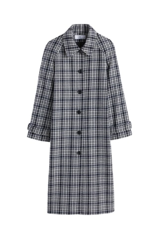 Manteau - Blanc et bleu marine à carreaux