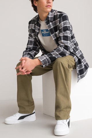 Chemise unisexe - Bleu marine et blanc à carreaux