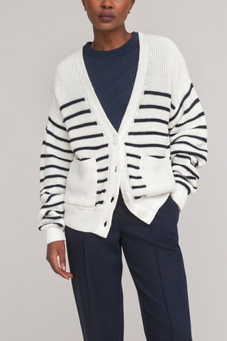Gilet - Ivoire et bleu marine rayé