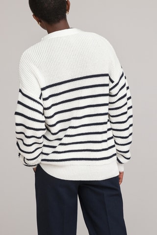 Gilet - Ivoire et bleu marine rayé