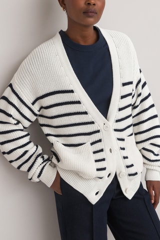 Gilet - Ivoire et bleu marine rayé