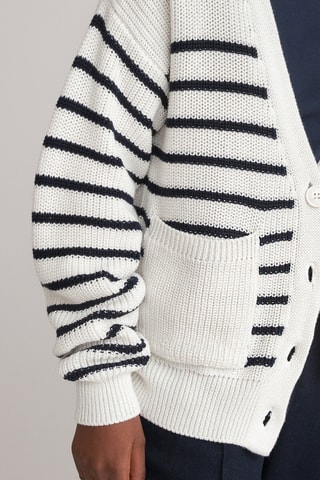 Gilet - Ivoire et bleu marine rayé