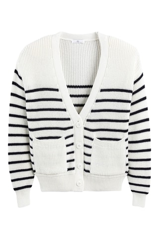 Gilet - Ivoire et bleu marine rayé