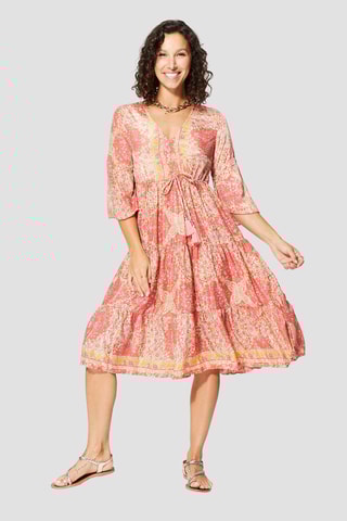 Robe longue - Rose et jaune