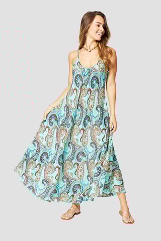 Robe - Turquoise et beige