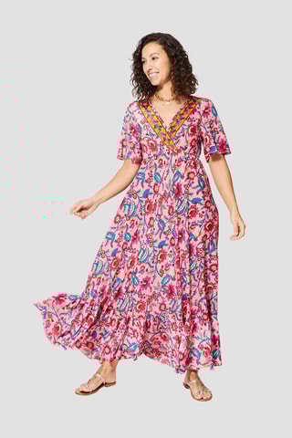 Robe longue - Rose et turquoise