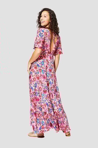 Robe longue - Rose et turquoise