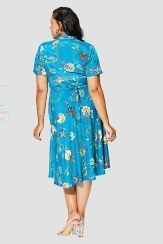 Robe longue - 
Bleu et rose