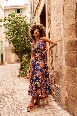 Robe longue - 
Bleu marine