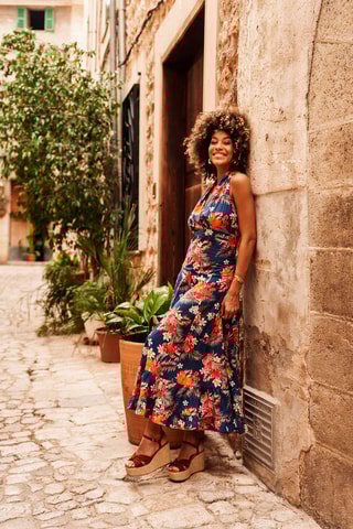 Robe longue - 
Bleu marine