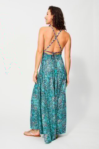 Robe longue - Turquoise et bordeaux