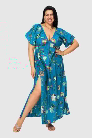 Robe longue - Bleu pétrole