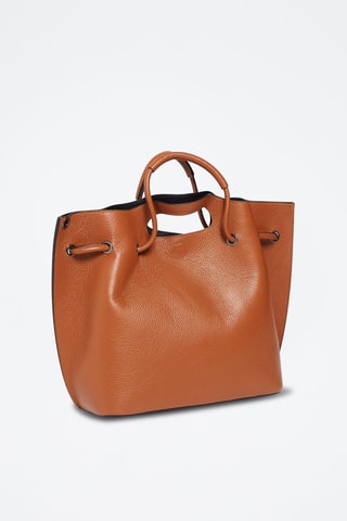 Sac à main en cuir et pochette Prun - Camel