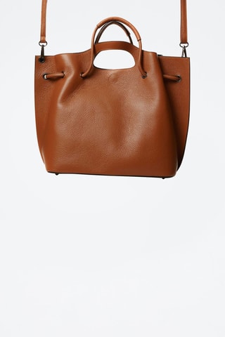 Sac à main en cuir et pochette Prun - Camel