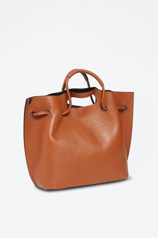 Sac à main en cuir et pochette Prun - Camel