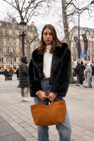 Sac à main en cuir Saumur Suede - Camel