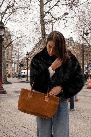 Sac à main en cuir Loche Suede - Camel