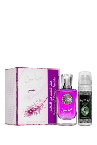 Coffret Mahasin Crystal Viol Lattafa - Eau de parfum 100 ml et déodorant spray 50 ml - Floral boisé
