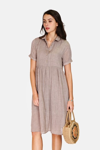 Robe longue en lin 
Beige