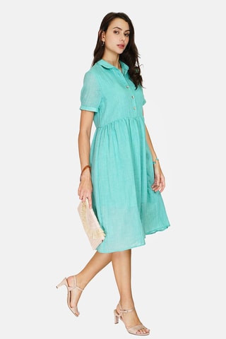 Robe longue en lin 
Vert