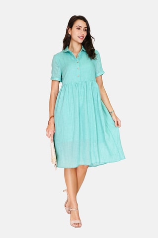 Robe longue en lin 
Vert