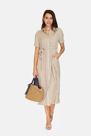 Robe trapèze en lin 
Beige
