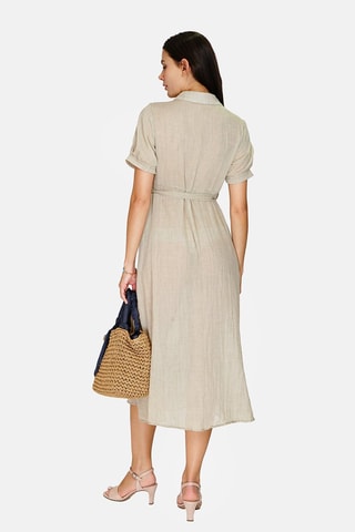 Robe trapèze en lin 
Beige