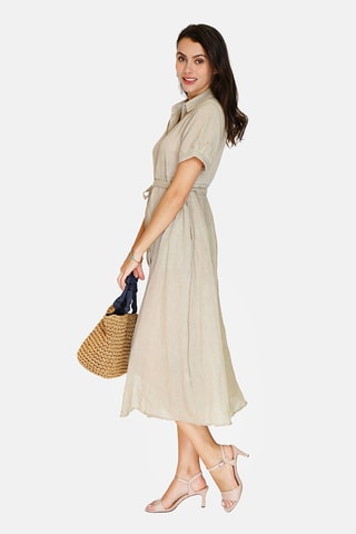 Robe trapèze en lin 
Beige