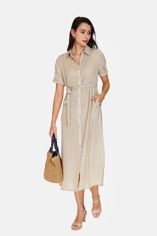Robe trapèze en lin 
Beige