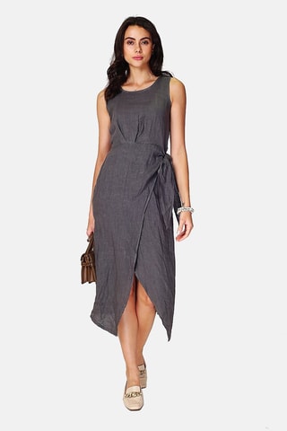 Robe longue en lin 
Gris