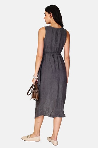 Robe longue en lin 
Gris