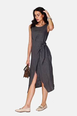 Robe longue en lin 
Gris