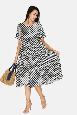 Robe midi en lin 
Noir