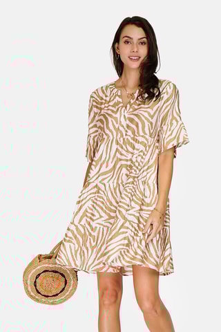 Robe volantée en lin 
Blanc