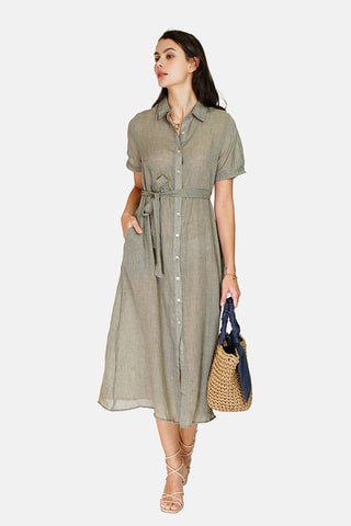 Robe trapèze en lin 
Vert