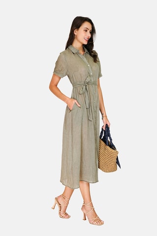 Robe trapèze en lin 
Vert