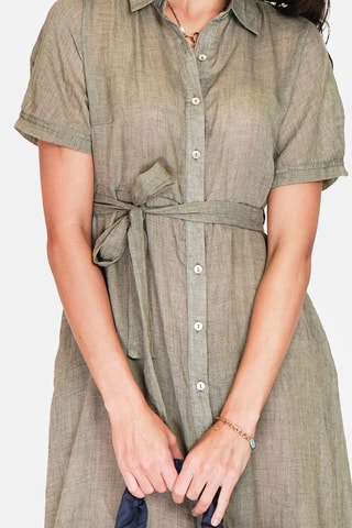 Robe trapèze en lin 
Vert