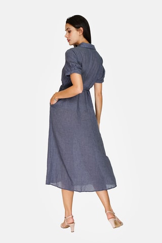 Robe trapèze en lin 
Bleu