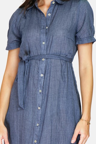Robe trapèze en lin 
Bleu