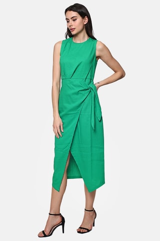 Robe longue sans manches en lin - Vert