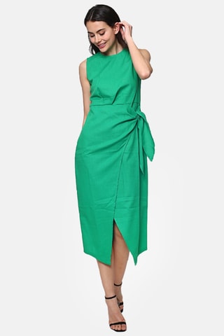Robe longue sans manches en lin - Vert