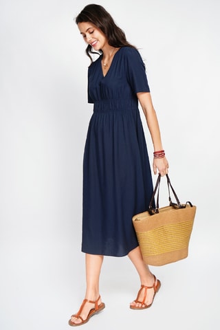 Robe longue en lin - Bleu marine