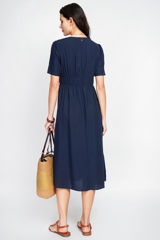 Robe longue en lin - Bleu marine