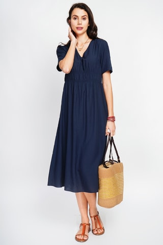 Robe longue en lin - Bleu marine