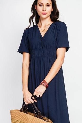 Robe longue en lin - Bleu marine