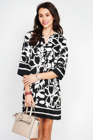 Robe midi en lin - Noir