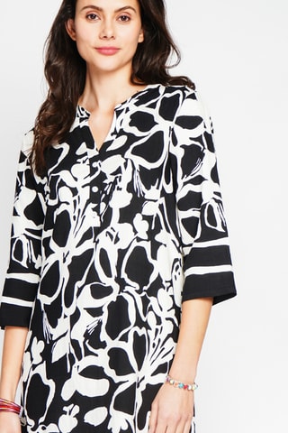Robe midi en lin - Noir